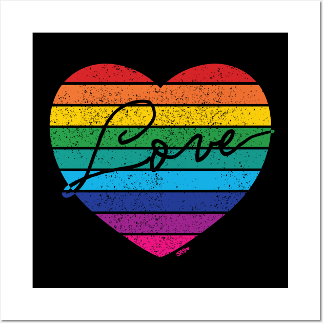 Retro Rainbow Love Heart Wall Art by meownarchy